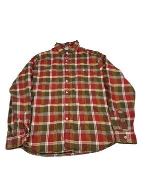 Wallace & Barnes Mens Red Yellow Plaid Flannel Shirt Size Large Gorpcore